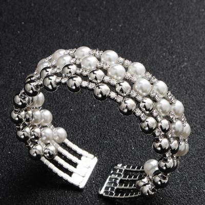 China Classic High Quality Hand Bangle Silver Multilayer Bead Bracelet for sale