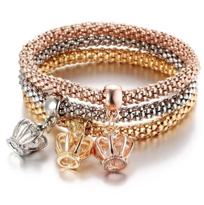 China Small Classic Pendant 3 D Metal Gold Color Alloy Multilayer Charm Bracelet Chain for sale