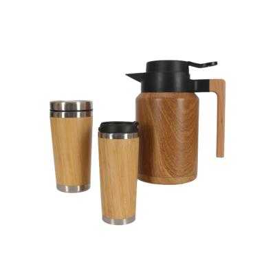 China Good Quality Sustainable Vacuum Stainless Steel Thermos Bottle Wholesale Customized Bamboo Gifts for sale