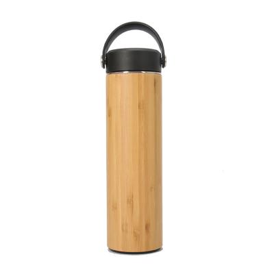 China PORTABLE unique design with bamboo handle vacuum stainless steel sports bottle for sale