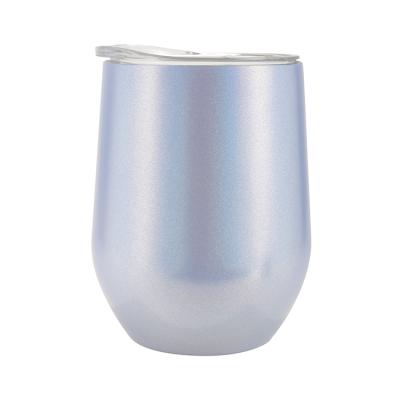 China Latest Design 12oz Viable New Arrival Grink Double Wass Stainless Steel Glitter Wine Tumblers With Lid for sale