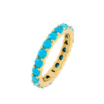 China Wholesale CLASSIC Fashion Turquoise Gemstone Ring Full Micro Pave Band Eternity Rings Jewelry Women for sale