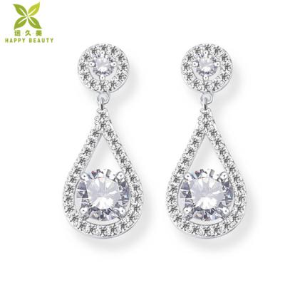 China Trendy Wholesale Fashion Teardrop Diamond Bridal Wedding Earrings for sale