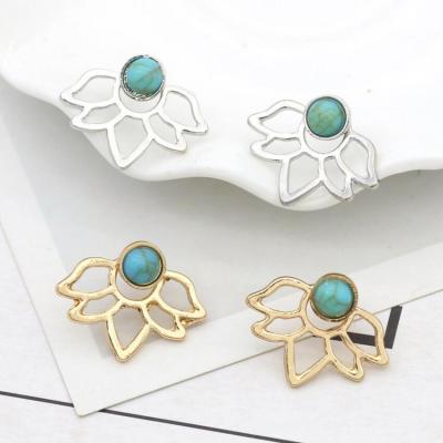 China Cheap Lotus Flower Brass Earrings Classic Lotus Jewelry for sale