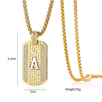 China New Trendy Fashion Wholesale Custom Personalized 26 Letter Dog Tag Collars For Men for sale