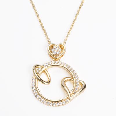 China 24K Gold CZ Diamond Pendant Necklace round Saudi ALLOY heart pendant for sale