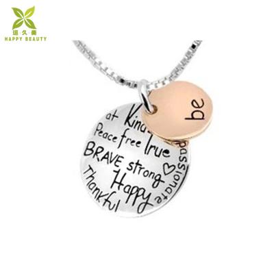 China TRENDY Stainless Steel Customize Engrave Inspirational Two Tone Disc Necklace For Gift for sale