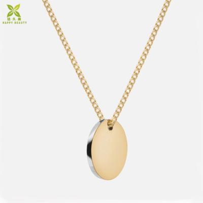 China Popular Custom Logo Round Disc Pendant Men's Gold Plated Necklace for sale