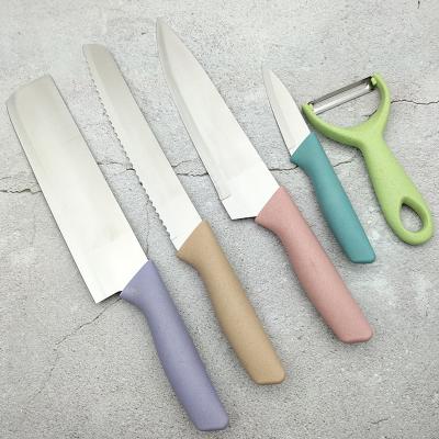 China Durable 3Cr13 Stainless Steel Extremely Sharp Home Kitchen Knife Sets With Plastic Handle for sale