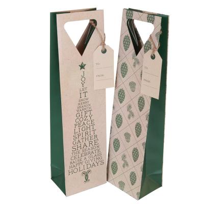 China Colorful Shopping Paper Wine Gift Bags For Holiday With Die Cutting Handles /  Hangtag for sale