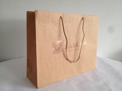 China Hot Stamping 180gsm Brown Kraft Carrier Paper Bags Printed for Shopping for sale