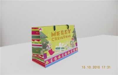 China CMYK Printing Matt Finished Glitter Holiday Paper Bags PP / Cotton Rope Handle for sale