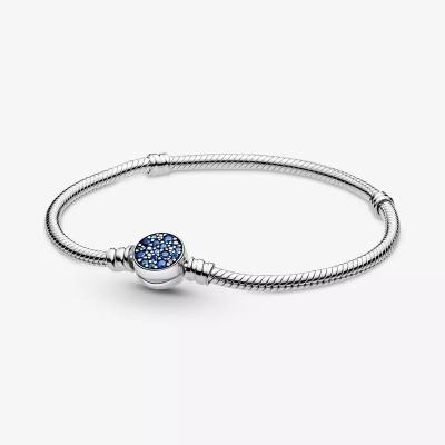 China CLASSIC Bracelet 925 Silver Square Button Heart Button Base Chain DIY Round Button Bracelet Hot Selling Snake Bone Chain Bracelet for sale