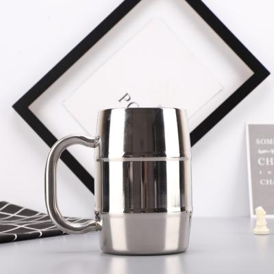 China Best Viable Selling Double Wall Beer Mug Stainless Steel Barrel Shape Beer Mug Sublimation Fashion Classic Mug for sale