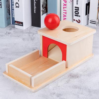 China Wholesaler Elite Montessori Object Permanence Wooden Hot Selling Popular Small Support Box with Tray and Wooden Ball Kids Toy for sale