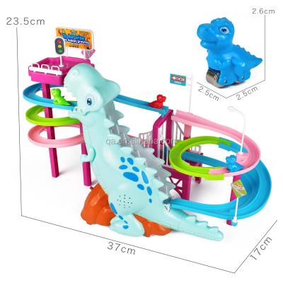 China Mini Dinosaur Racing Track Toy Electric Music Rail Car Multilayer Children Play QA-099 for sale