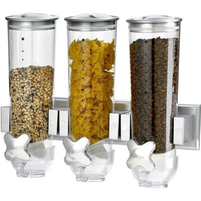 China Wall Mounted Bulk Dispenser Plastic Oatmeal Cereal Storage Container Kitchen Food Cereal Container Grain Dispenser for sale