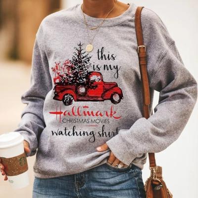 China Other Brand New Top L52 Women's Other Long Sleeve Sweatshirt Autumn Crew Neck Christmas Tree Casual Pullover Tops Womens Fashion Printed Sweat for sale