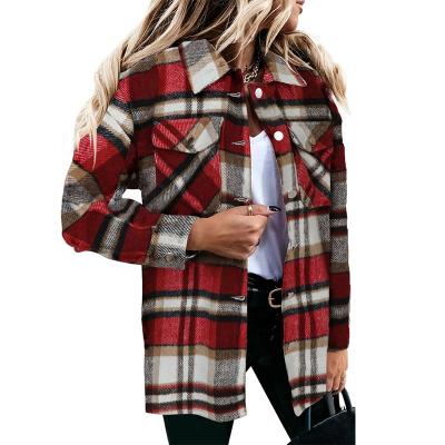 China 2021 New Free Shipping Women's Flannel Woolen Cardigan SD443 Breathable Autumn Plaid Fashion Woolen Cardigan for sale