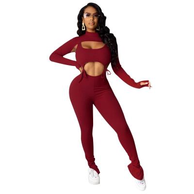 China European and American women's clothing autumn new fashion two-piece set anti-pilling solid color casual navel for sale