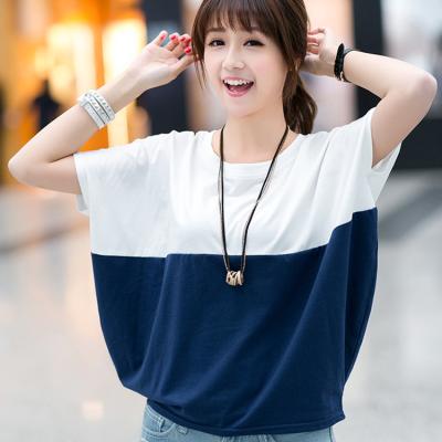 China OEM ODM Korean Viable Large Size Bat Sleeve Student Jacket Cotton Loose Short T-shirt for sale