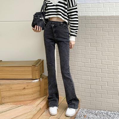 China Viable jeans women in the autumn winter 2021 Korean version of the hanging broom ladies new high waist comfortable slim joker flared pants for sale