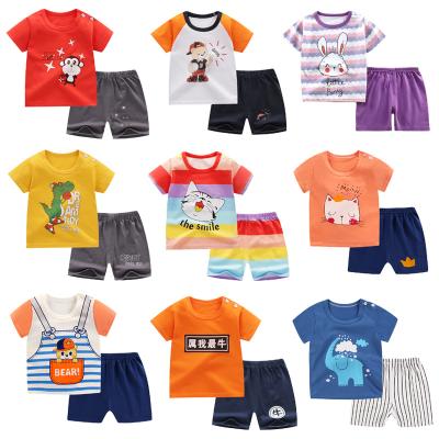 China OEM casual manufacturers wholesale 2021 new children's clothing 100% cotton children's short-sleeved T-shirt set for sale