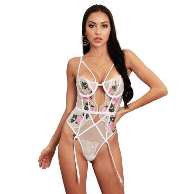 China 100% New Polyester Borders Push Up Fashion Adjustable Sheer Embroidery Lace Chest Support Underwear One-Piece Corset for sale