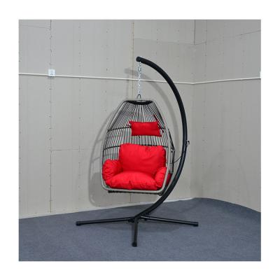 China Modern Garden Cushion Wicker Hanging Thicken Patio Swing Egg Modern Chair With Stand for sale