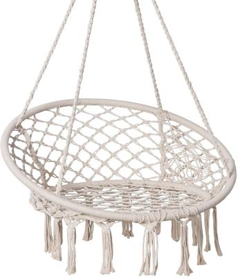 China Modern Heavy Outdoor Macrame Hammock Hanging Chair Cotton Rope Swing Chair Adult Hammock Chair for sale