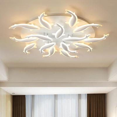 China Modern Creative Indoor Acrylic Led Dimmable Led Ceiling Light 0-10V Dimmable LED Ceiling Light Fish Shape LED Lighting For Living Room for sale