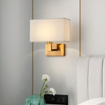 China Modern creative European style natural copper bedroom new hotel bedside simple wall lighting indoor light for sale