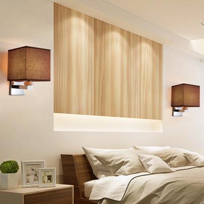 China Modern Chrome Fabric Amazon Modern Hotel Bedroom Bedside Simple Vintage Beside Wall Lights for sale