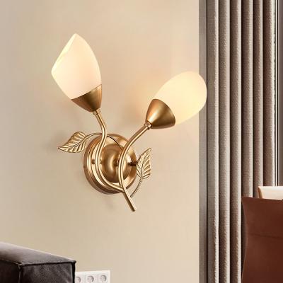 China Modern Adjustable Flexible Mount Gold Glass Shape Hotel Kids Reading Bed Wall Lamp for sale