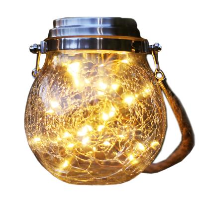 China Creative Sense Transparent Outdoor Garden Hanging Garden Glass Bottle Solar Lights for sale