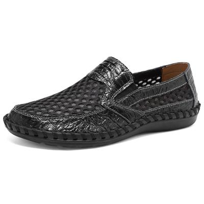 China Fashion Trend Patchwork Mesh Fabric Round Toe Flat Lightweight Loafers With Double Elastic Band For Men for sale