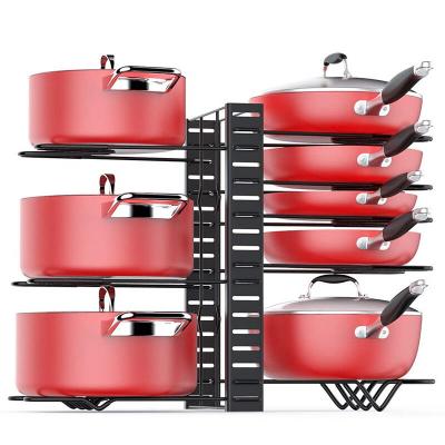 China Sustainable Kitchen Accessories: 3DIY Methods Expandable Adjustable Dish Water Filter Kitchen Storage IRON Pot Rack for sale