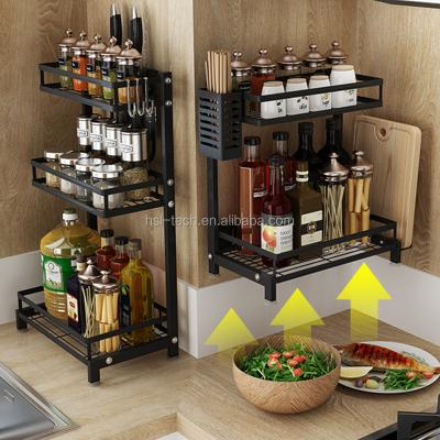 China Factory Wholesale High Quality Stainless Steel Spice Rack Kitchen Storage Shelf Table Top Storage Rack Viable for sale