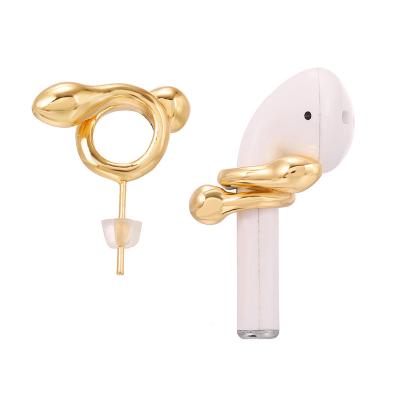 China Anti Lost Custom Personalized SS316 Stainless Steel Anti-Lost Earring Pin Snake Shaped Kissing Wireless Headset Needle Airpods Earring for sale