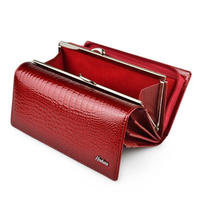 China Wholesale Luxury Waterproof Crocodile Stain Wallet Zipper Card Holder Money Clip Genuine Leather Wallet for Lady and Wife for sale