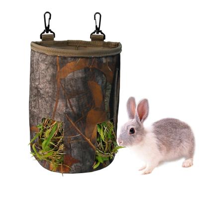 China Wholesale 600D Oxford Animals Chinchilla Hamsters Guinea Pig Rabbit Double Holes Hay Storage Feeder Bag Small With Hanging Hooks for sale