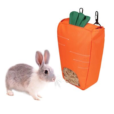 China 600D Oxford+Metal Hook Hanging Cute Carrot Shape Hay Feeder Bag For Rabbit Guinea Pig Chinchilla Hamster Small Animals Feeding Pouch Dry Grass Holder for sale