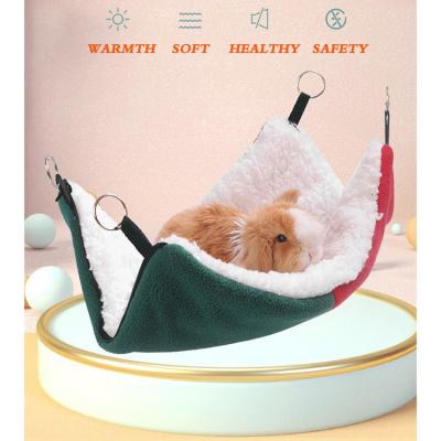 China Breathable Warm Christmas Plush Hideout Hideout Swing Tunnel Small Hamster Hammock Pet Hanging Bed For Playing Sleeping for sale