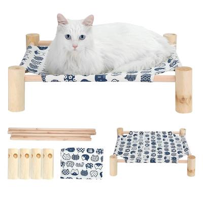 China Seasons Breathable Washable Removable Full Solid Wooden Pet Sleeping Bed High Hammock For Cats And Puppies for sale