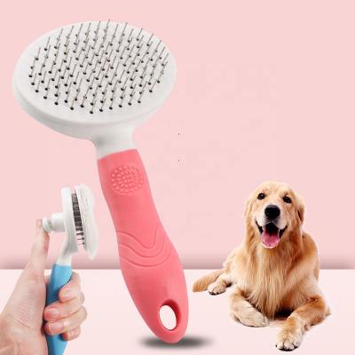 China Arc Design Pet Grooming Removal Hair Removal Steel Needle Pet Self Cleaning Stocked Semicircular Comb for Dogs and Cats for sale