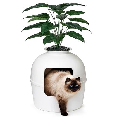 China Multifunctional Viable Cat Grass Fence Semi-enclosed Hidden Pet Modern Cat Litter Box Bed Storage Clean Grooming For Toys for sale