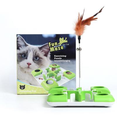 China 360 Degree Rotating Baffle Workable Structure Around Design Adjustable Puzzle Pet Snacks Corner Tier Dispenser For Kittens for sale