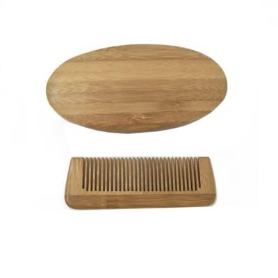 China Custom Logo Men's 100% Oval Bamboo Comb Beard Grooming Kit Boar Bristle Hair Brush Naturally Eco-Friendly Beard Comb for sale