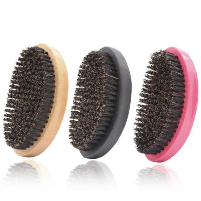 China Wholesale Men's Skin-Friendly Oval Beech Curved Boar Stiffened Beard Brush for sale