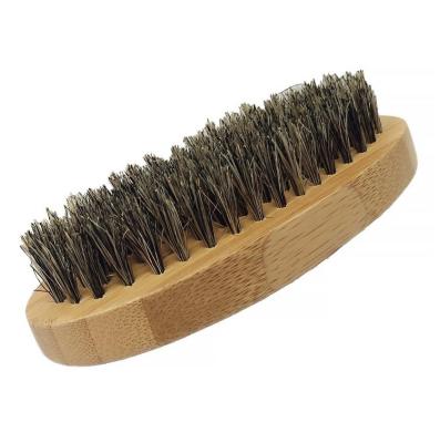 China 100% Bamboo Custom Oval Skin-Friendly Nature Boar Hair Beard Brush For Man for sale